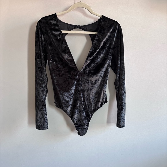 Victoria's Secret Tops - Victoria’s Secret Black Velvet Bodysuit
